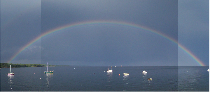 Photo of rainbow from front deck